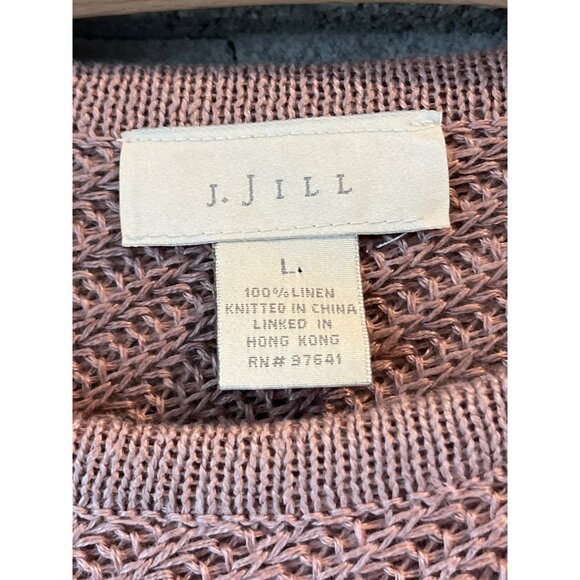 J. Jill Mauve Knit 100% Linen Sweater Top L Womens Long Sleeve Lightweight - Picture 4 of 10